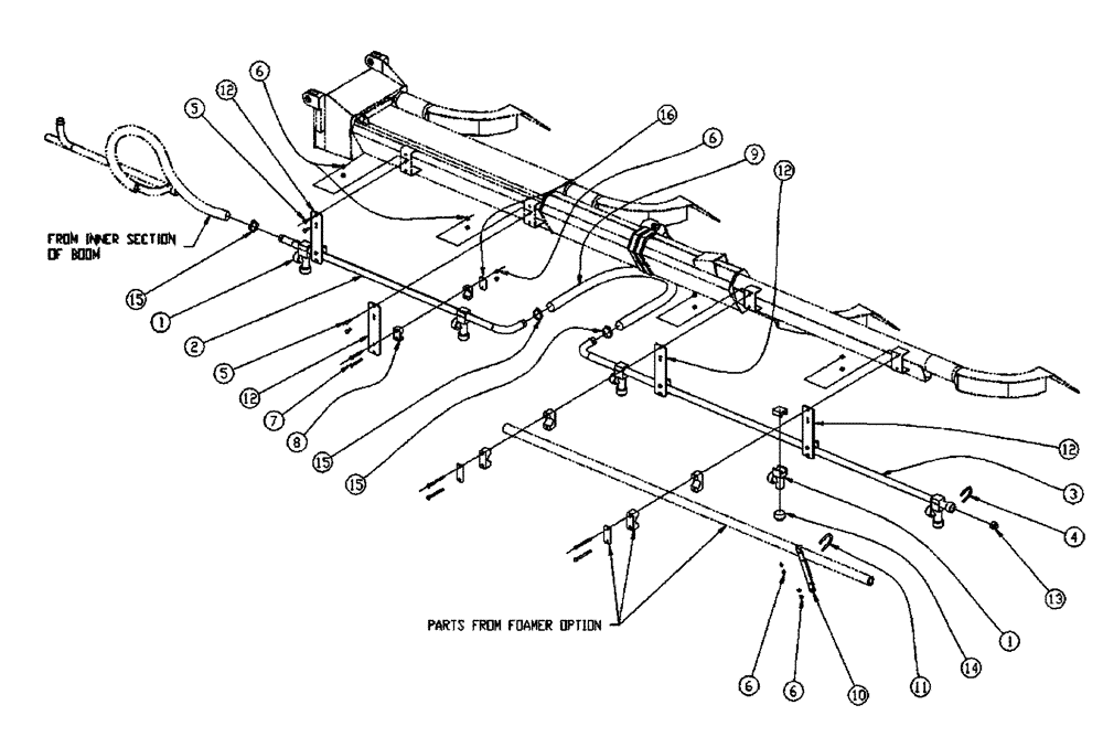 Схема запчастей Case IH FLX810 - (10-003) - BOOM PLUMBING, 2.5”, LH, OUTER, 60 Wet Kit