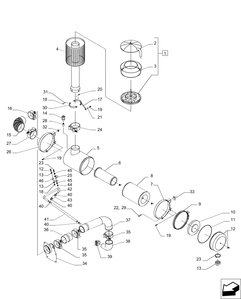 Схема запчастей Case IH 7000 - (C03.04[01]) - Air Cleaner {CASE IH-10.3 L} (10) - ENGINE