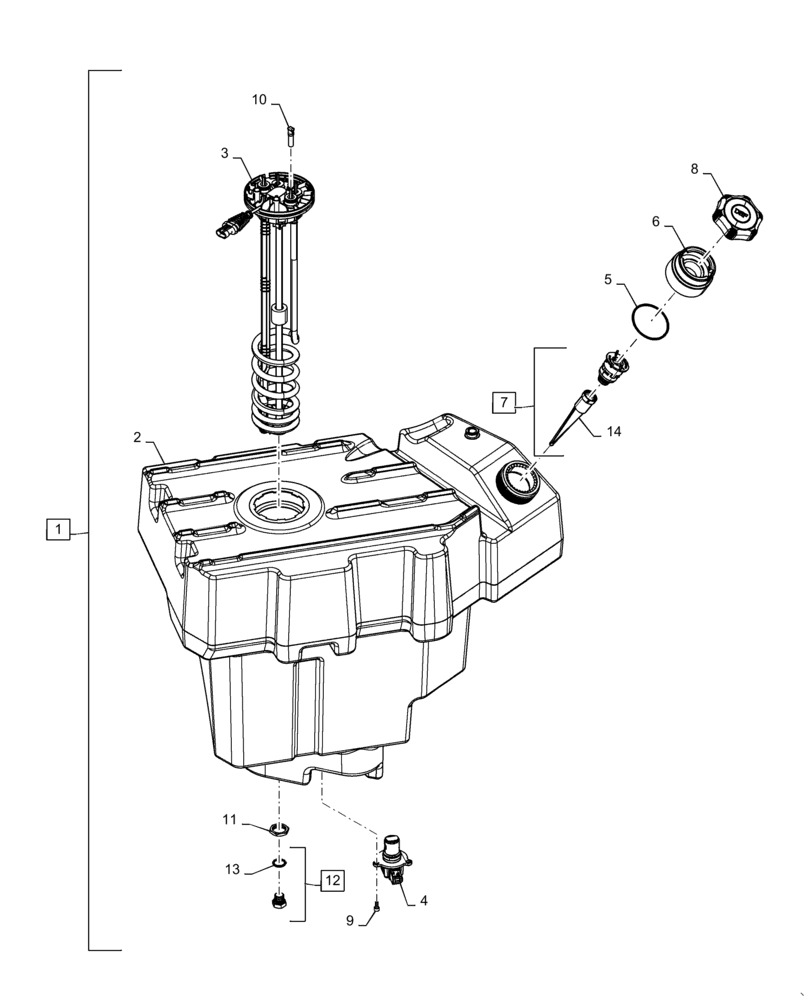 Схема запчастей Case IH WD2504 - (10.500.AA) - DEF/ADBLUE TANK (10) - ENGINE