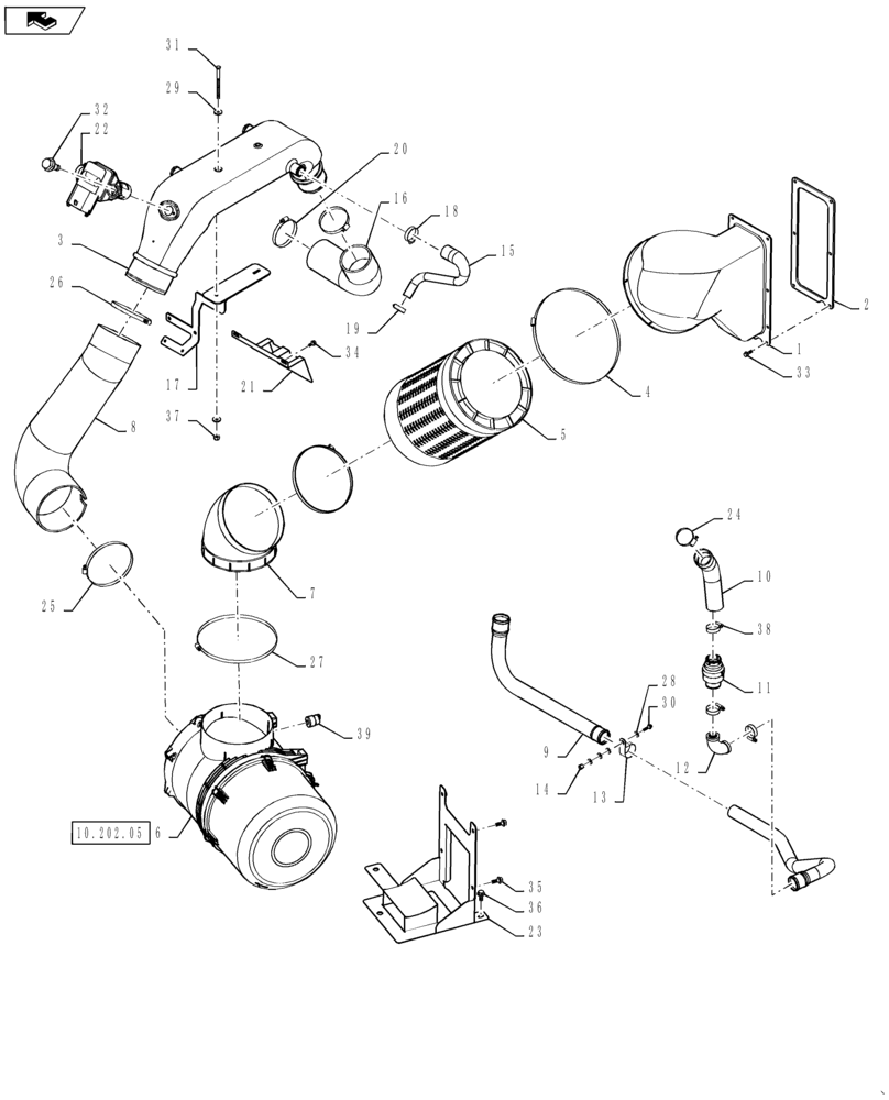 Схема запчастей Case IH 7120 - (10.202.02) - AIR INTAKE/AIR CLEANER (10) - ENGINE