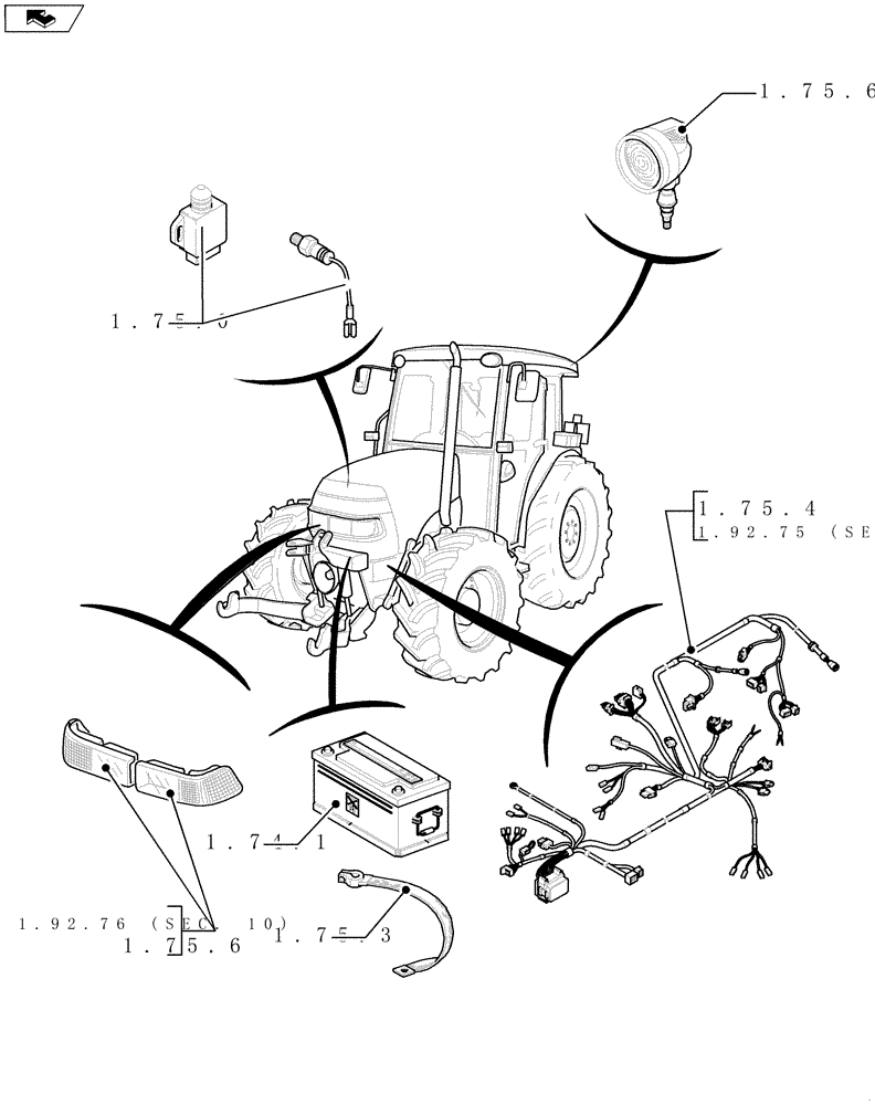 Схема запчастей Case IH FARMALL 95C - (SEC. 06) - ELECTRICAL (00) - GENERAL