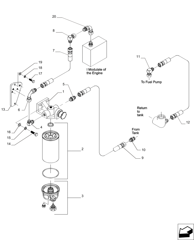 Схема запчастей Case IH 7000 - (C01.03[01]) - Fuel Lines and Water Separator {CASE IH 10.3 L} (10) - ENGINE