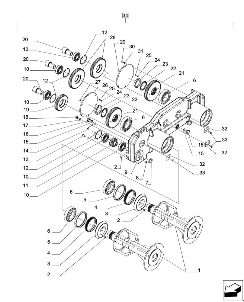 Схема запчастей Case IH A8800 - (60.370.AA[05]) - BASECUTTER GEARBOX (60) - PRODUCT FEEDING