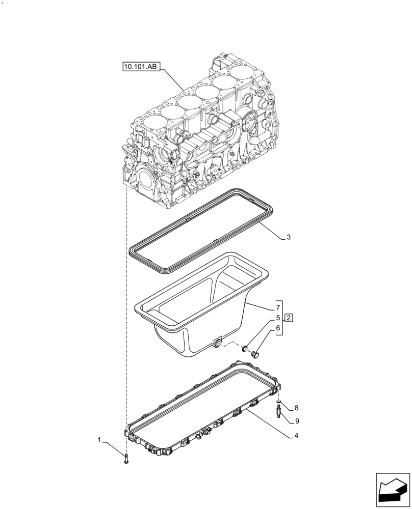 Схема запчастей Case IH F2CFE613A B006 - (10.102.AP) - ENGINE OIL PAN (10) - ENGINE