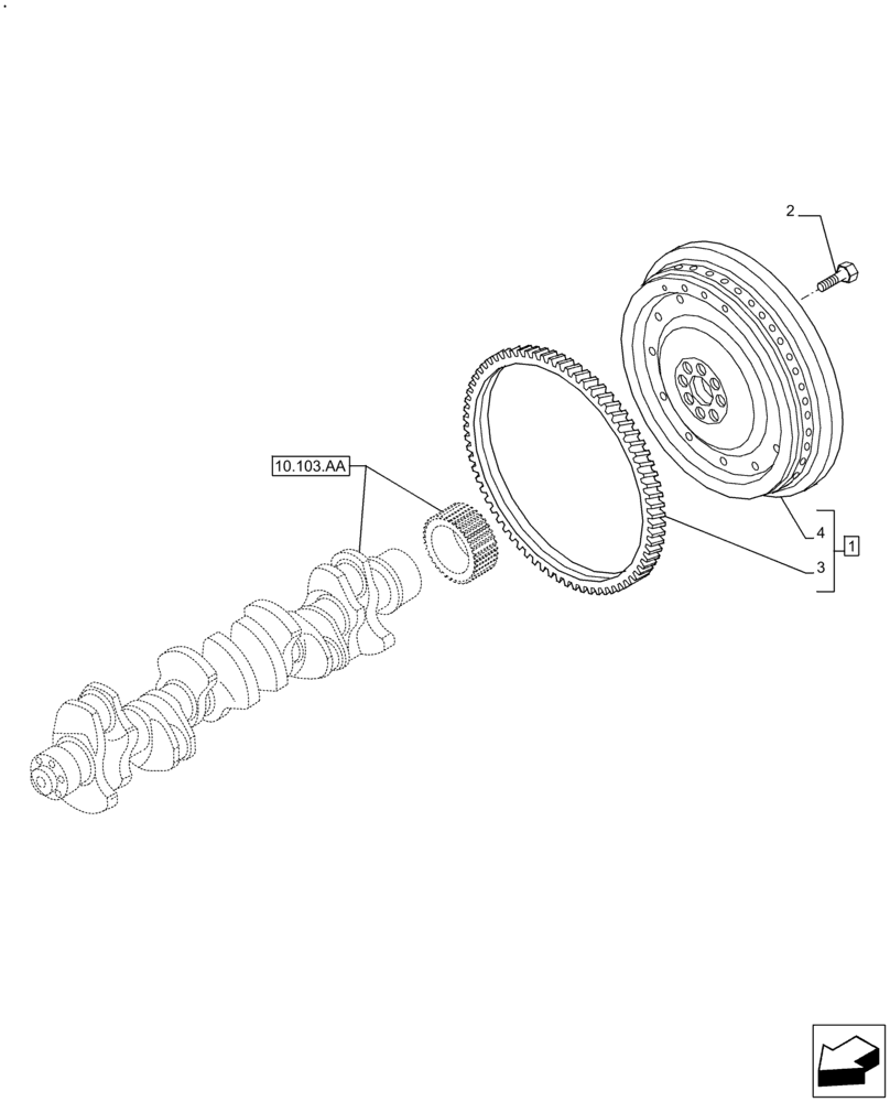 Схема запчастей Case IH F2CFE613A B006 - (10.103.AH) - ENGINE FLYWHEEL (10) - ENGINE