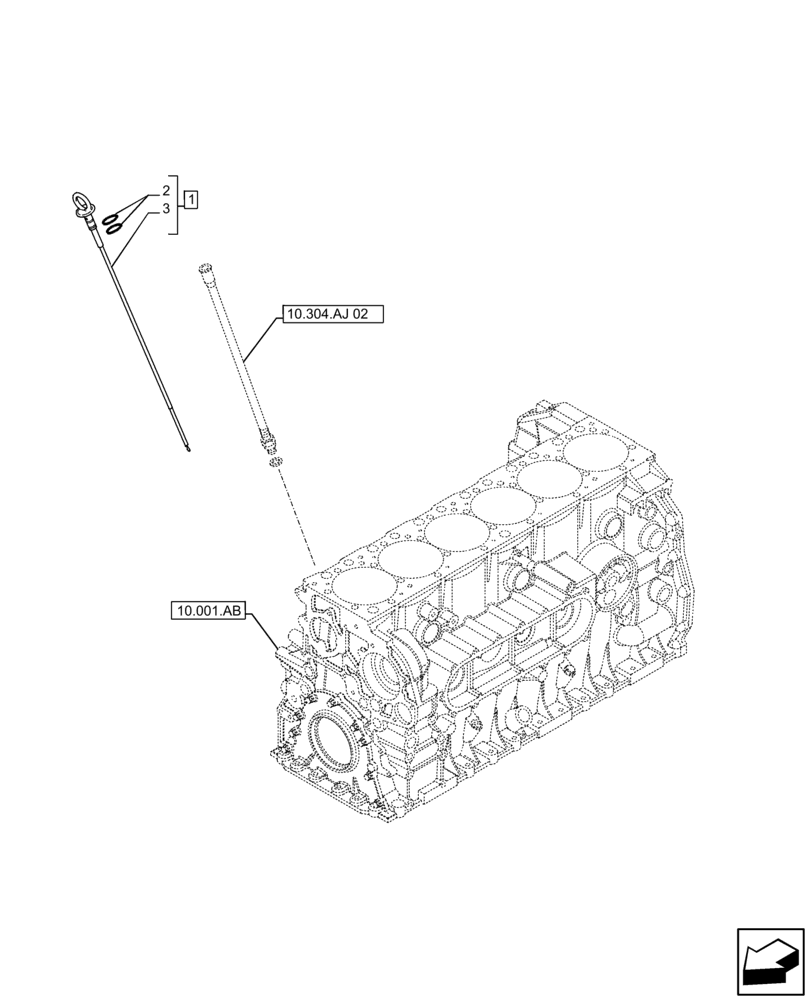 Схема запчастей Case IH F2CFE613A B006 - (10.304.AJ[01]) - ENGINE OIL, DIPSTICK (10) - ENGINE