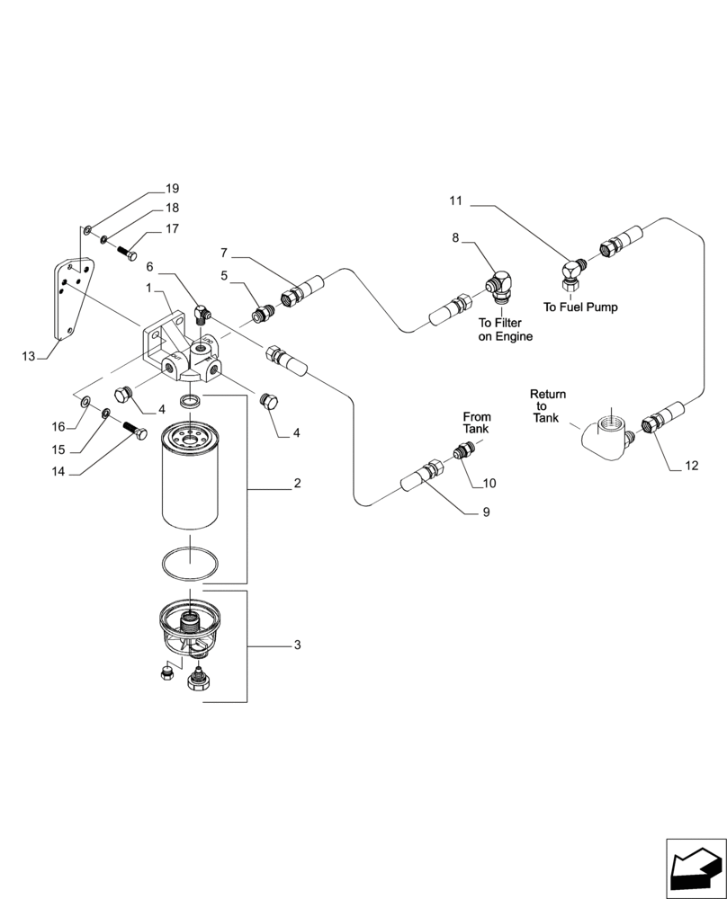 Схема запчастей Case IH 7000 - (C01.05[01]) - Fuel Lines and Water Separator {DS11} (10) - ENGINE