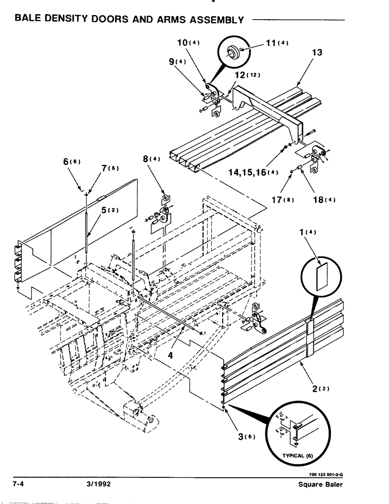 Схема запчастей Case IH 8570 - (7-04) - BALE DENSITY DOORS AND ARMS ASSEMBLY (12) - MAIN FRAME