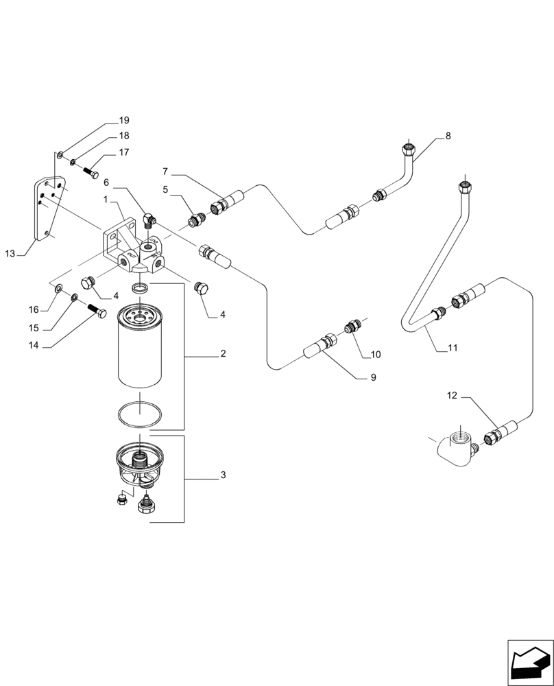 Схема запчастей Case IH 7700 - (C01.04[01]) - Fuel Lines and Water Separator {DS11} (10) - ENGINE