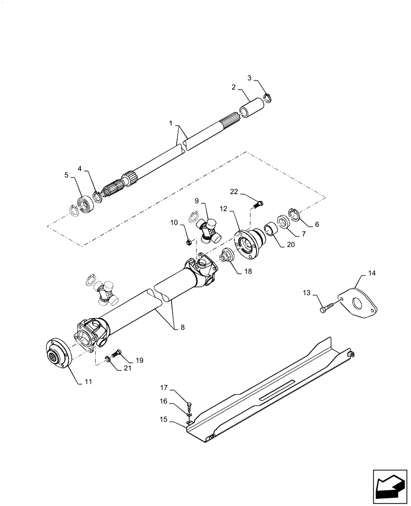 Схема запчастей Case IH PUMA 2304 - (21.140.AS) - 4WD PROPELLER SHAFT STD (21) - TRANSMISSION