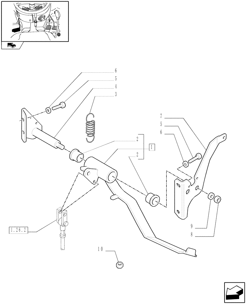 Схема запчастей Case IH FARMALL 95C - (1.92.26[01]) - CLUTCH PEDAL (10) - OPERATORS PLATFORM/CAB