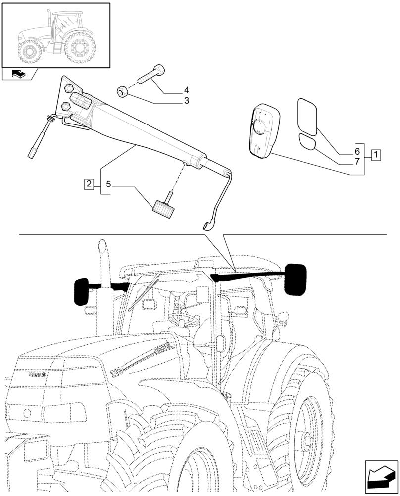 Схема запчастей Case IH PUMA 210 - (1.93.6/02[01A]) - (VAR.006-008-070-369) ELECTRIC, TELESCOPIC SHATTERPROOF REAR VIEW MIRROR - D9027 (10) - OPERATORS PLATFORM/CAB