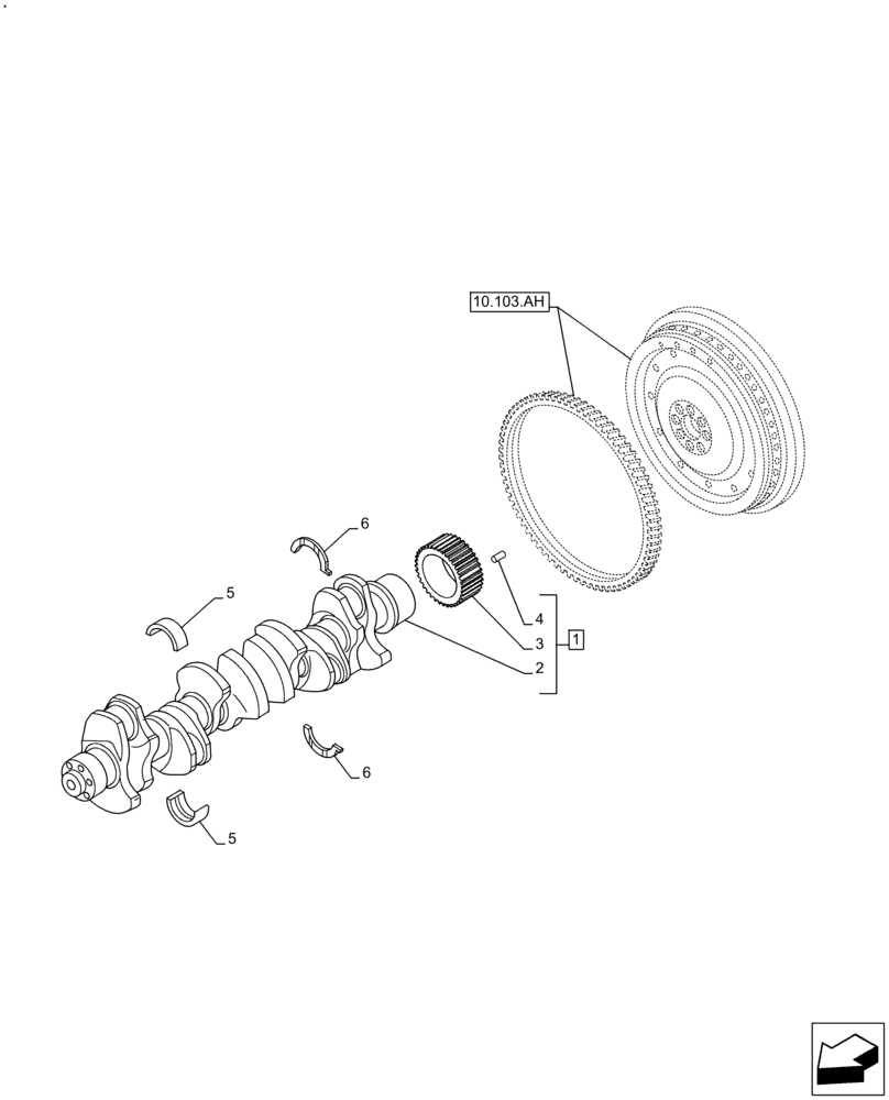 Схема запчастей Case IH F2CFE613A B006 - (10.103.AA) - CRANKSHAFT (10) - ENGINE