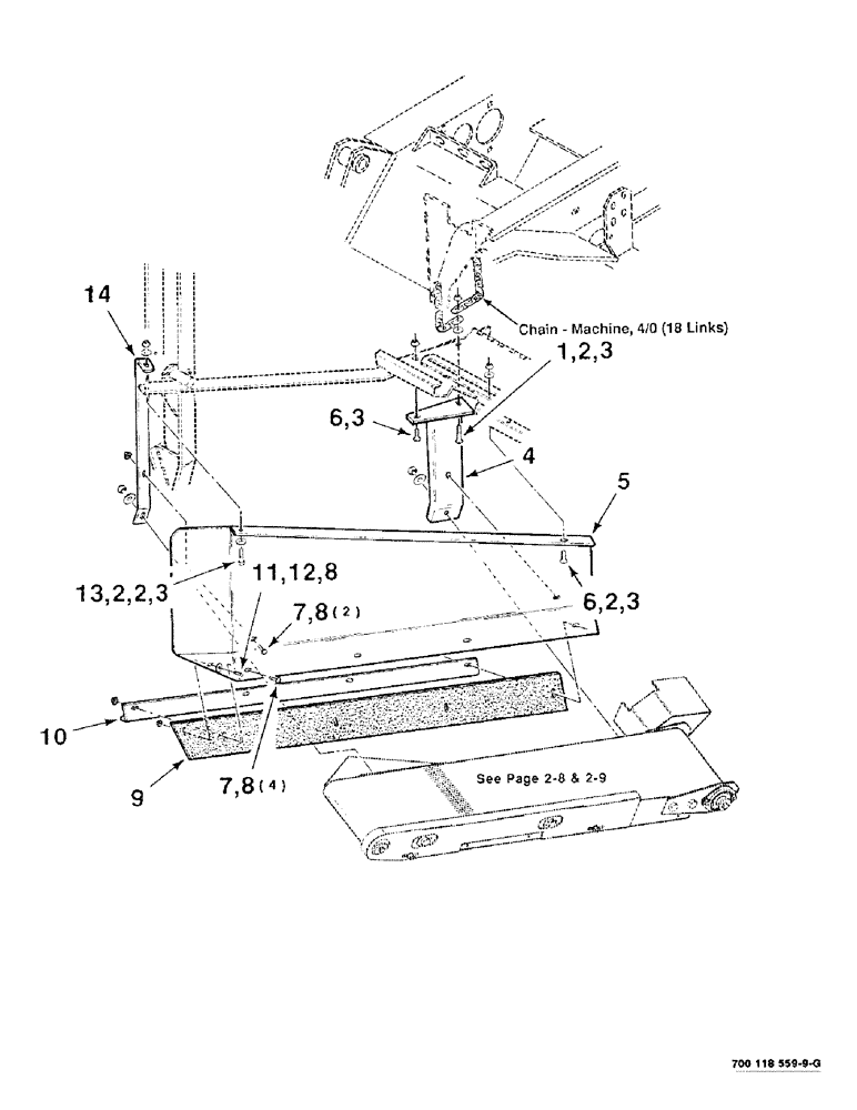 Схема запчастей Case IH 8840 - (2-06) - CONVEYOR MOUNTING ASSEMBLY- RIGHT (58) - ATTACHMENTS/HEADERS