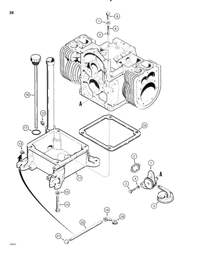 Схема запчастей Case IH 1816C - (028) - ENGINE OIL PUMP AND OIL PAN (02) - ENGINE