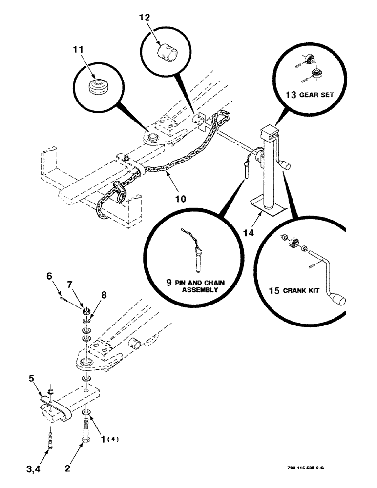 Схема запчастей Case IH 8530 - (7-02) - HITCH, JACK AND SAFETY CHAIN ASSEMBLY (12) - MAIN FRAME