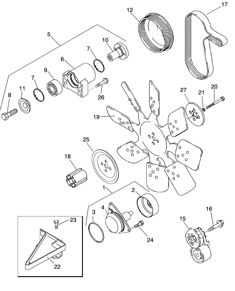 Схема запчастей Case IH 420 TIER 3 - (02-02) - WATER PUMP SYSTEM (01) - ENGINE