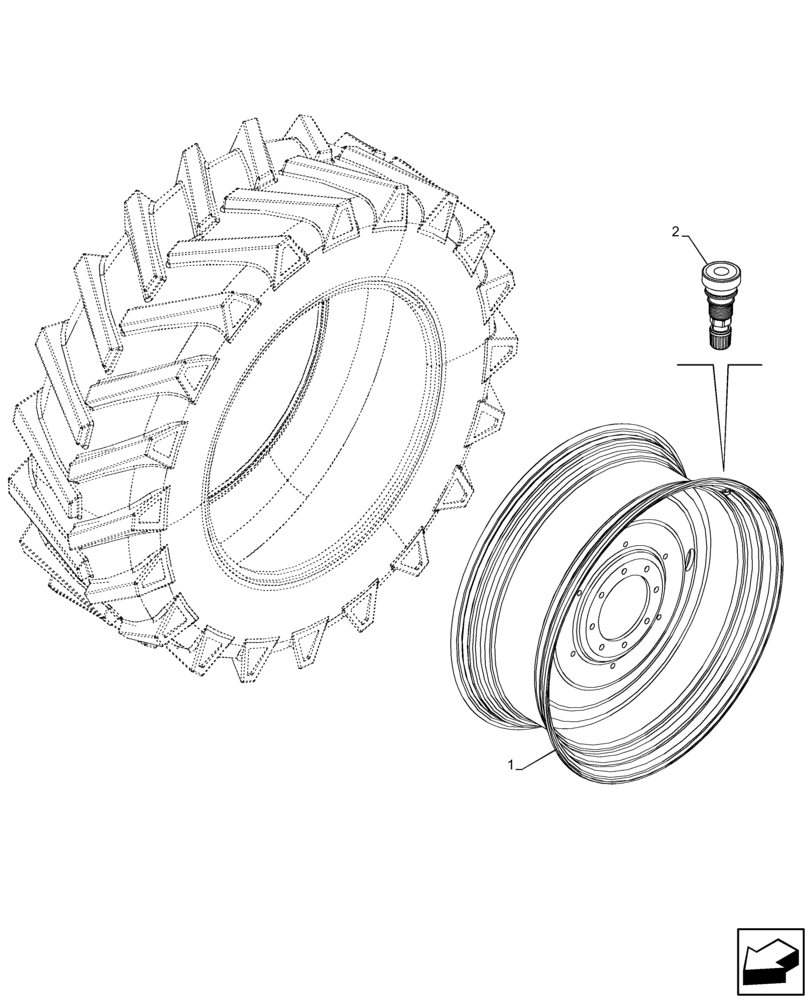 Схема запчастей Case IH MAXXUM 135 - (44.520.AB[13]) - VAR - 8949401, 8998401 - REAR, WHEEL, 4WD (DW20BX38) (44) - WHEELS