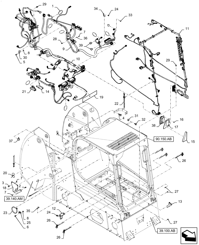 Схема запчастей Case IH SR240 - (55.101.AC[01]) - WIRE HARNESS & CONNECTOR, MECHANICAL CONTROLS (28-MAR-2017 & PRIOR) (55) - ELECTRICAL SYSTEMS