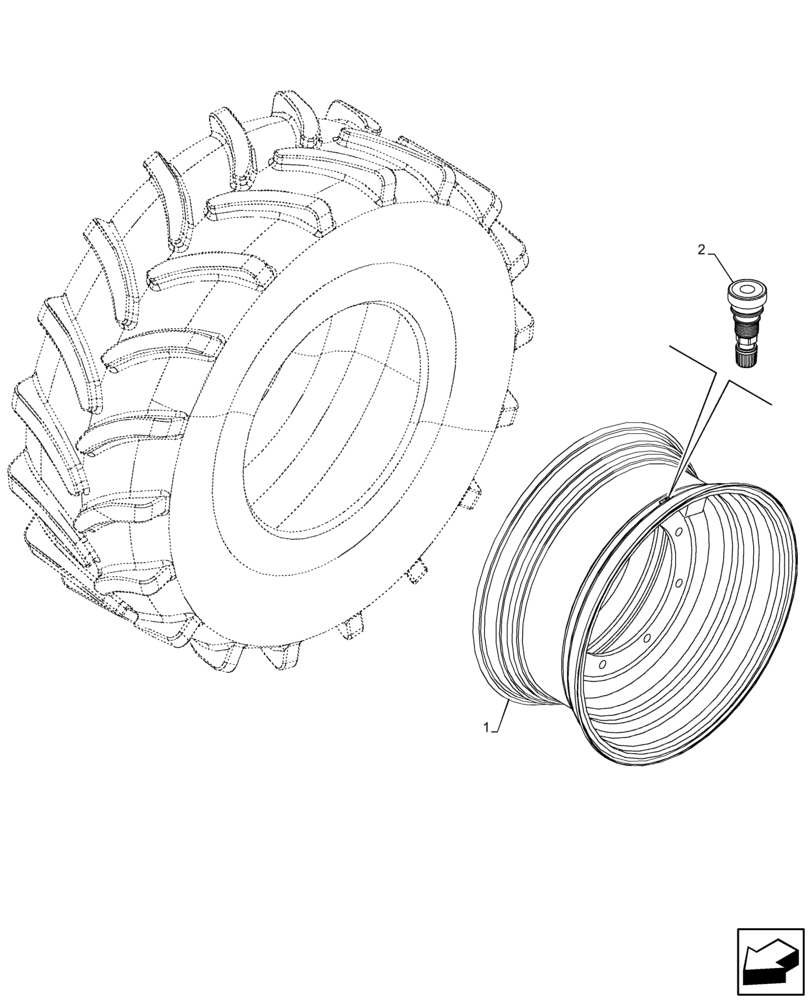 Схема запчастей Case IH MAXXUM 150 - (44.511.AE[19]) - VAR - 8858501 - FRONT, WHEEL, 4WD (TW16LX28) (44) - WHEELS