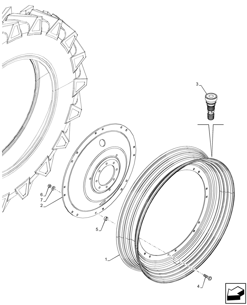 Схема запчастей Case IH MAXXUM 135 - (44.520.AB[14]) - VAR - 8963504 - REAR, WHEEL, 4WD (DW10BX50) (44) - WHEELS