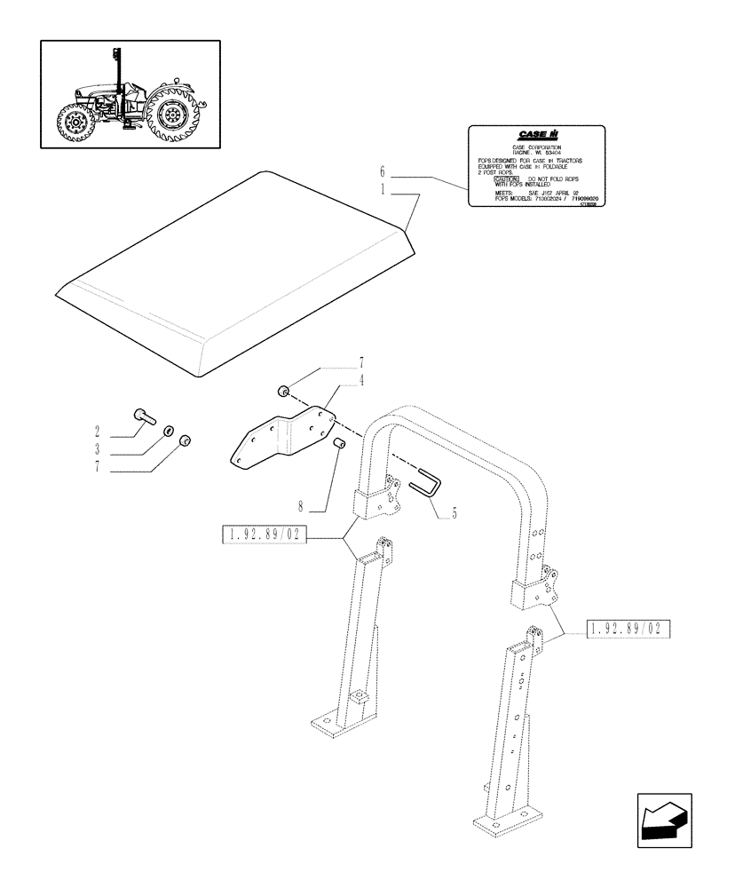 Схема запчастей Case IH JX1085C - (718461010) - (DIA KIT) FOPS FOR NAR CIH (18) - VARIATIONS