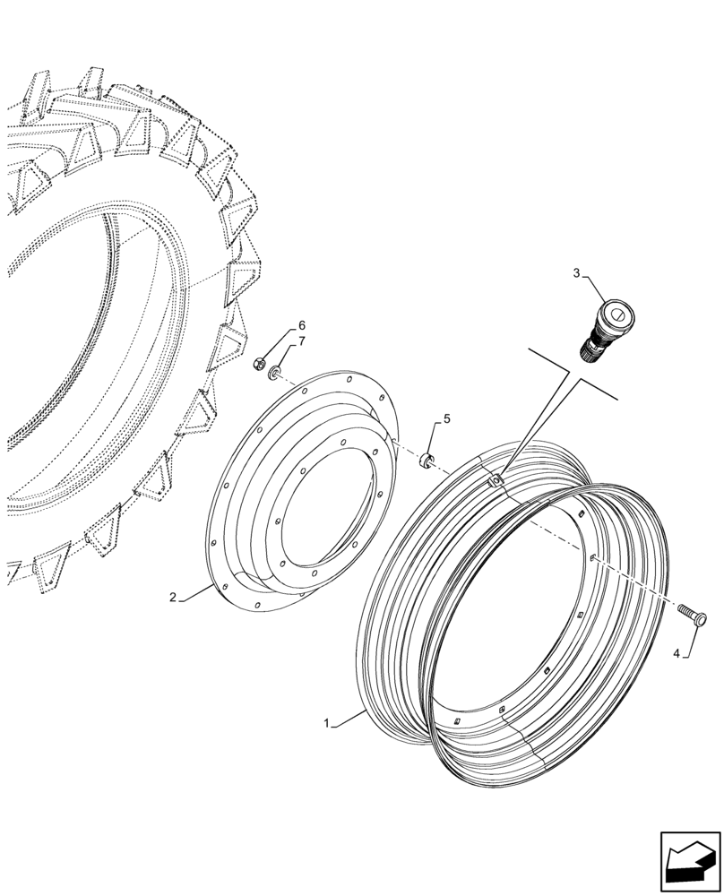 Схема запчастей Case IH MAXXUM 145 - (44.511.AE[05]) - VAR - 8241901, 8851501 - FRONT, WHEEL, 4WD (W12X28) (44) - WHEELS