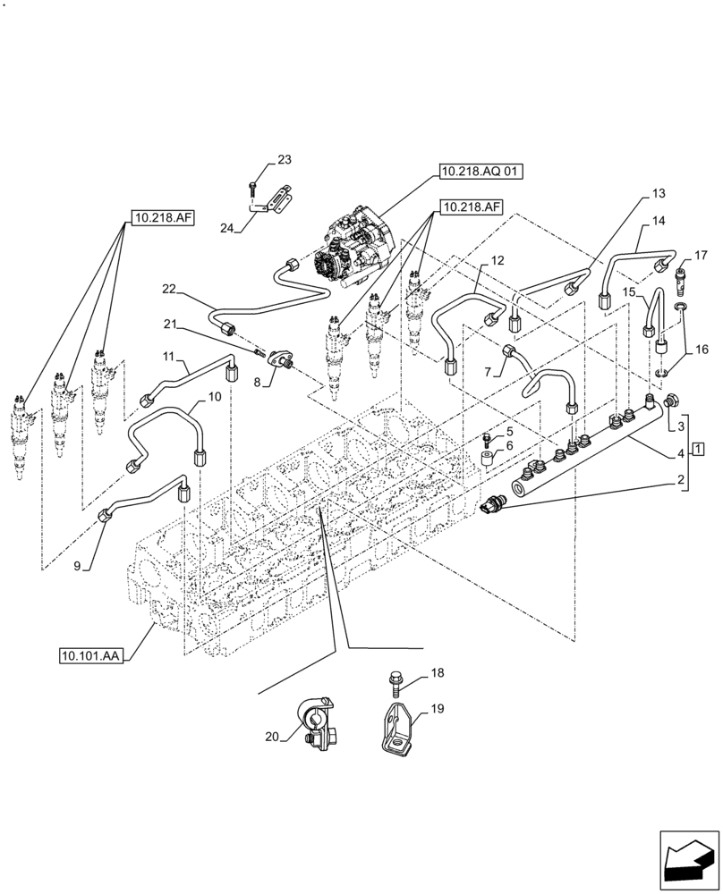 Схема запчастей Case IH F2CFE613E B006 - (10.218.AI) - INJECTION PIPE (10) - ENGINE