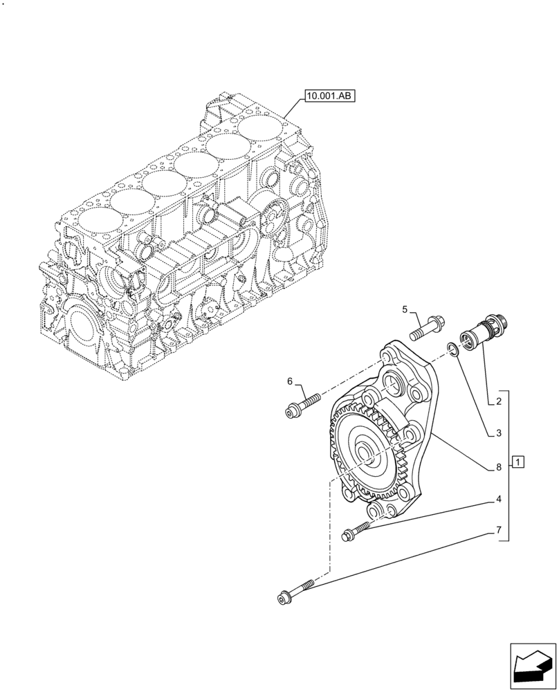 Схема запчастей Case IH F2CFE613A B006 - (10.304.AC) - ENGINE OIL PUMP (10) - ENGINE