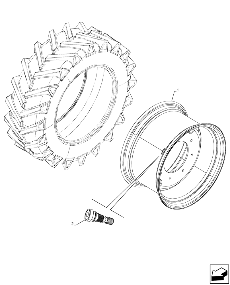 Схема запчастей Case IH MAXXUM 145 - (44.511.AE[15]) - VAR - 8825501, 8852501 - FRONT, WHEEL, 4WD (W14X28) (44) - WHEELS