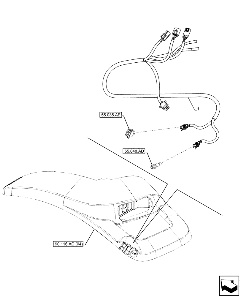 Схема запчастей Case IH MAXXUM 135 - (55.100.BZ[01]) - VAR - 743680 - REAR FENDER, HARNESS (55) - ELECTRICAL SYSTEMS