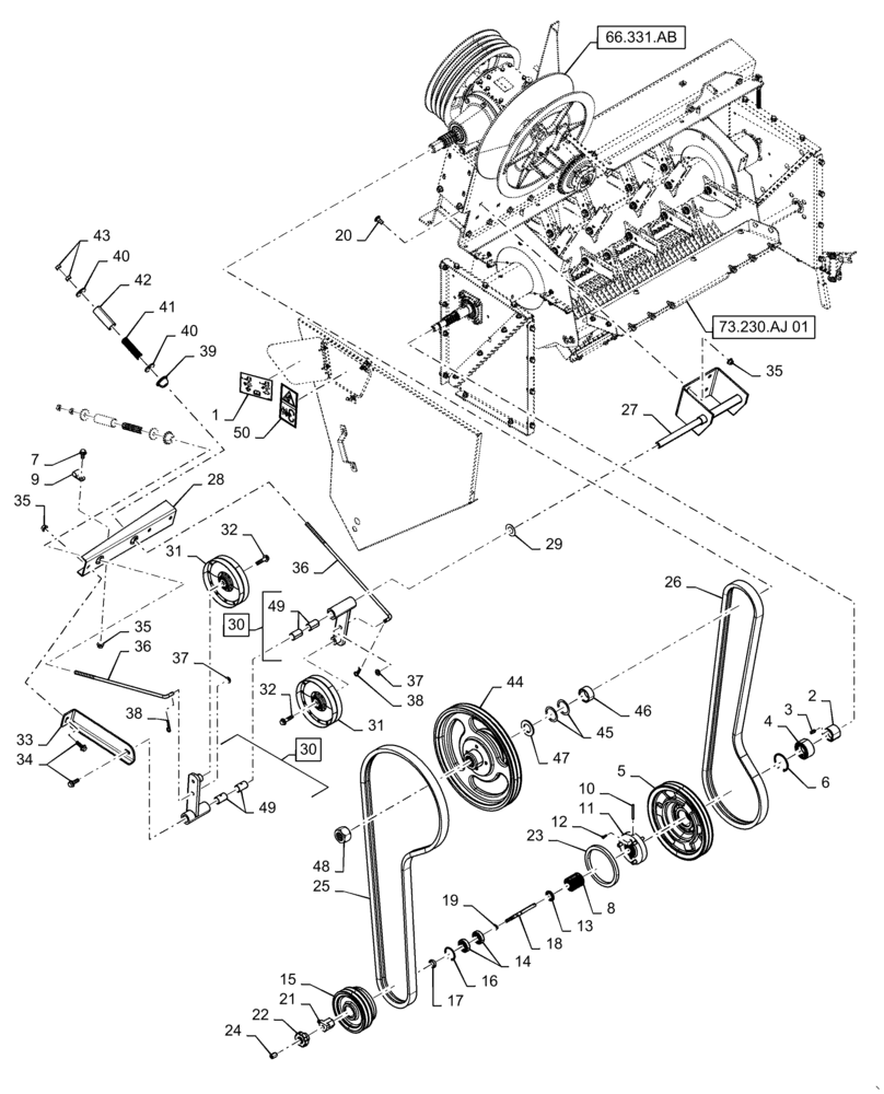 Схема запчастей Case IH 5140 - (73.210.AB[01]) - VAR - 425535 - FLAIL QUICK CHANGE DRIVE, STRAW CHOPPER (73) - RESIDUE HANDLING