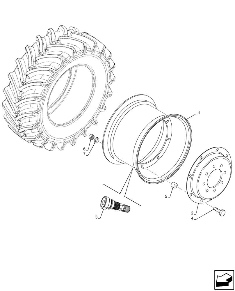 Схема запчастей Case IH MAXXUM 150 - (44.511.AE[09]) - VAR - 8801301 - FRONT, WHEEL, 4WD (W18LX28) (44) - WHEELS