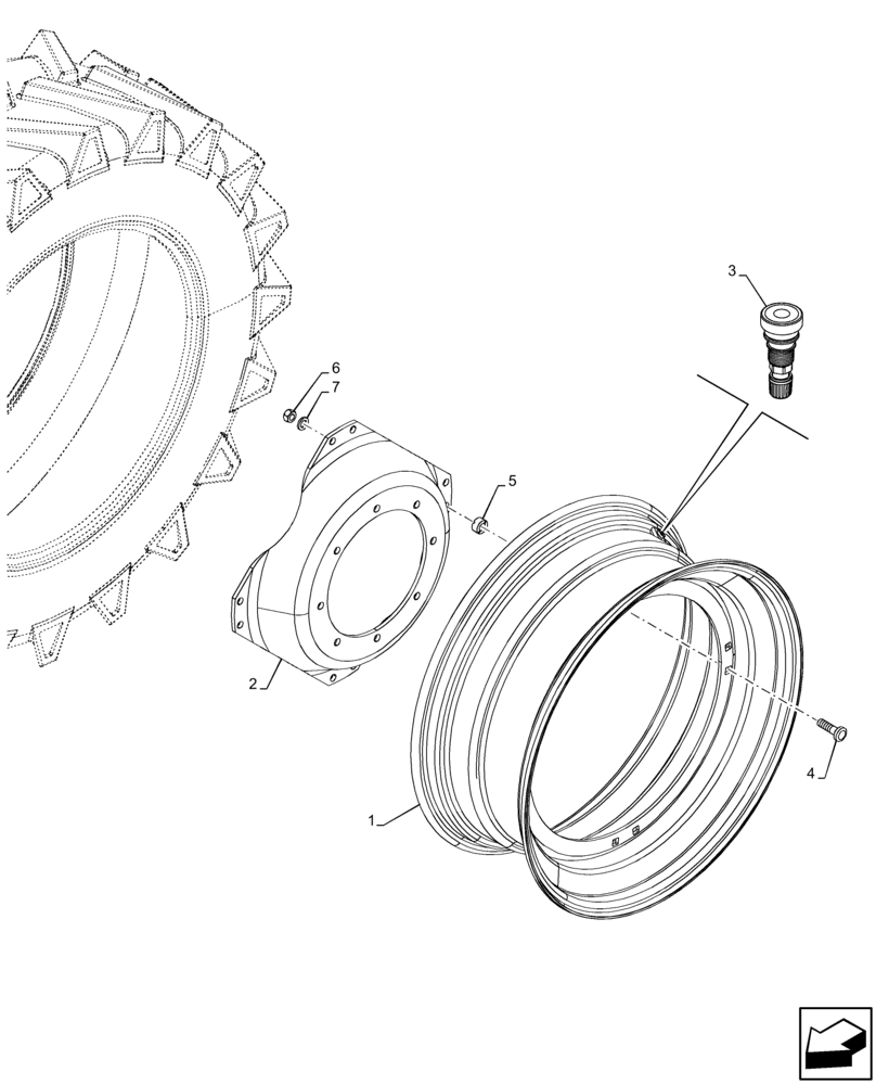 Схема запчастей Case IH MAXXUM 115 - (44.511.AE[03]) - VAR - 8241401, 8250401, 8850401, 8851401 - FRONT, WHEEL, 4WD (W12X28) (44) - WHEELS