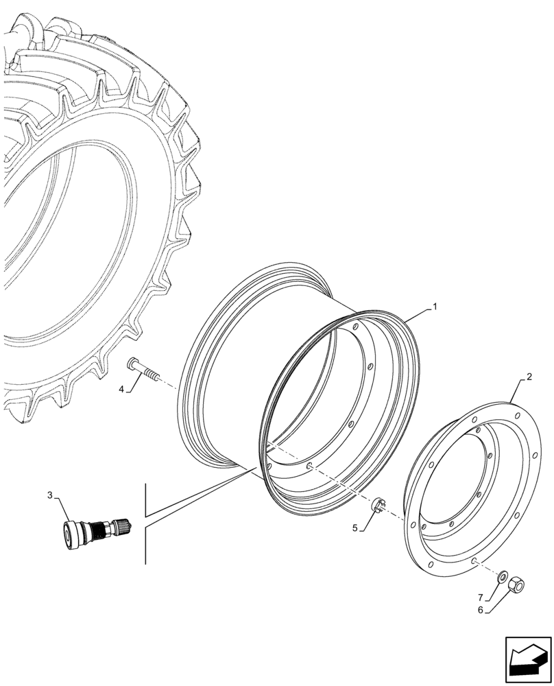 Схема запчастей Case IH MAXXUM 115 - (44.511.AE[21]) - VAR - 8868901 - FRONT, WHEEL, 4WD (TW16LX28) (44) - WHEELS