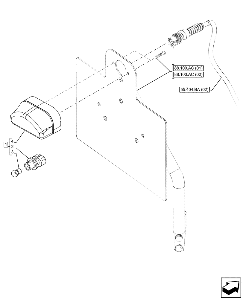 Схема запчастей Case IH MAXXUM 135 - (55.404.BA[01]) - VAR - 743789 - LICENSE PLATE LIGHT (55) - ELECTRICAL SYSTEMS