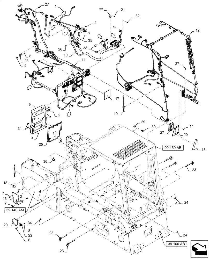 Схема запчастей Case IH SV280 - (55.101.AC[03]) - WIRE HARNESS & CONNECTOR, ELECTRONIC CONTROLS (28-MAR-2017 & PRIOR) (55) - ELECTRICAL SYSTEMS