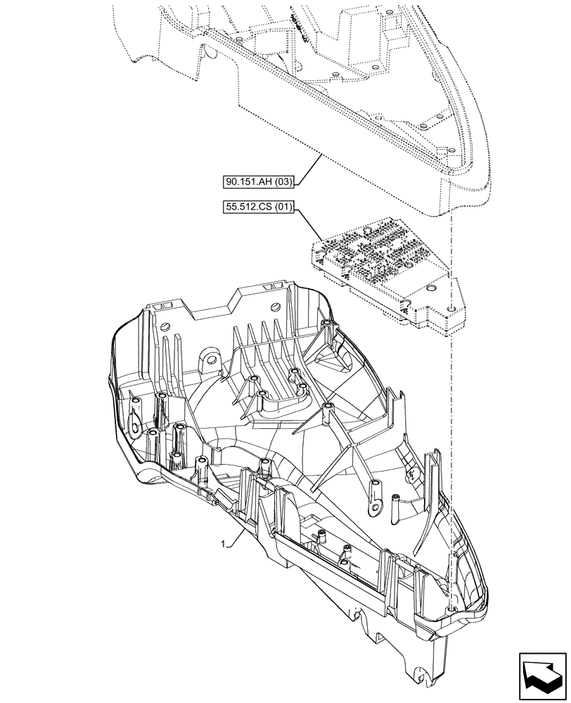 Схема запчастей Case IH MAXXUM 145 - (90.151.AP[01]) - VAR - 392021 - GARU ARMREST, HOUSING (90) - PLATFORM, CAB, BODYWORK AND DECALS