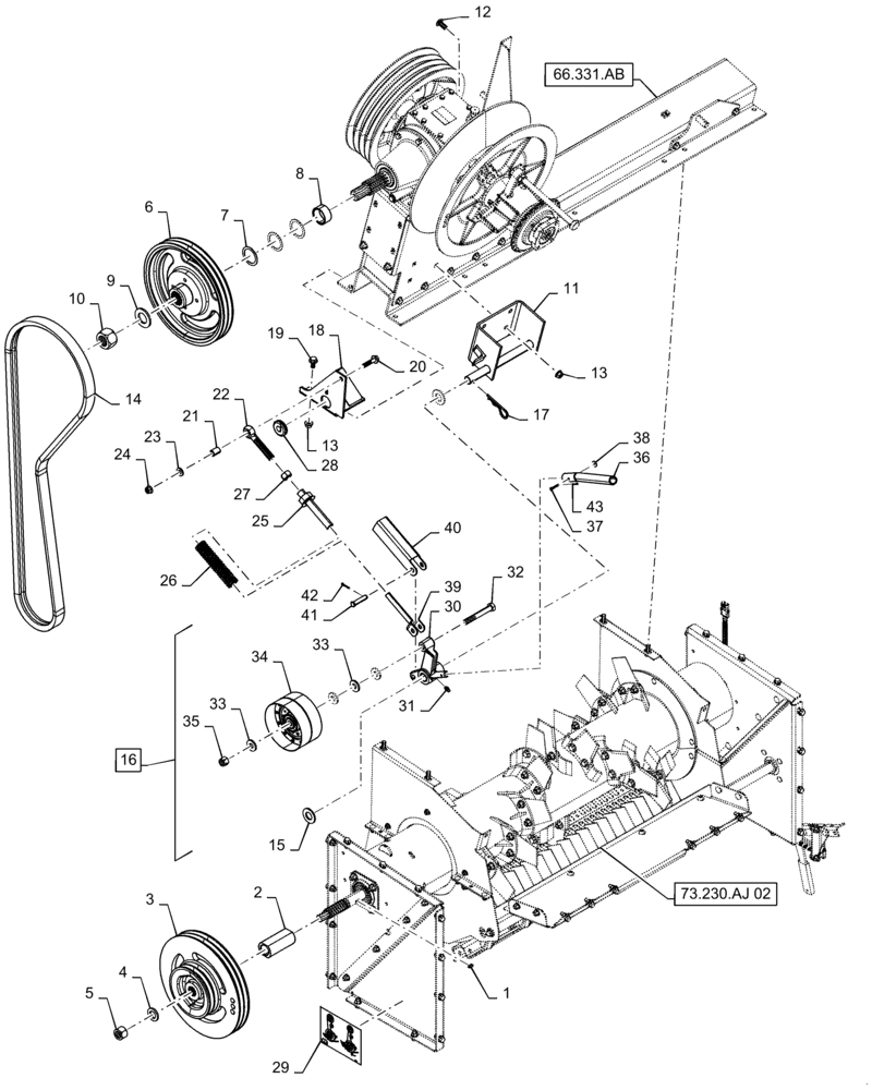 Схема запчастей Case IH 5140 - (73.210.AB[02]) - VAR - 722761 - STRAW CHOPPER, FIXED BLADE, STANDARD DRIVE (73) - RESIDUE HANDLING