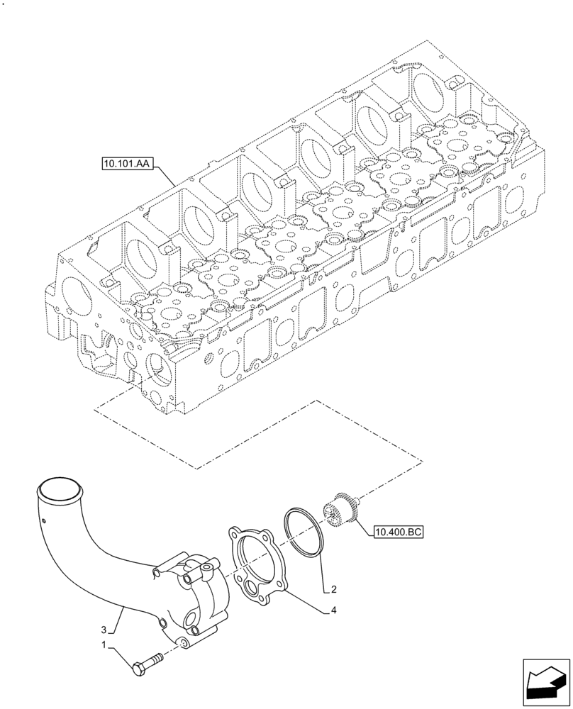 Схема запчастей Case IH F2CFE613A B006 - (10.400.AE[01]) - ENGINE, COOLING SYSTEM LINE (10) - ENGINE