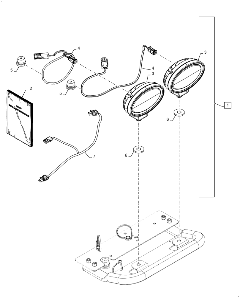Схема запчастей Case IH STEIGER 370 - (88.100.55[15]) - DIA KIT, FRONT ROOF LED WORK LAMP (88) - ACCESSORIES