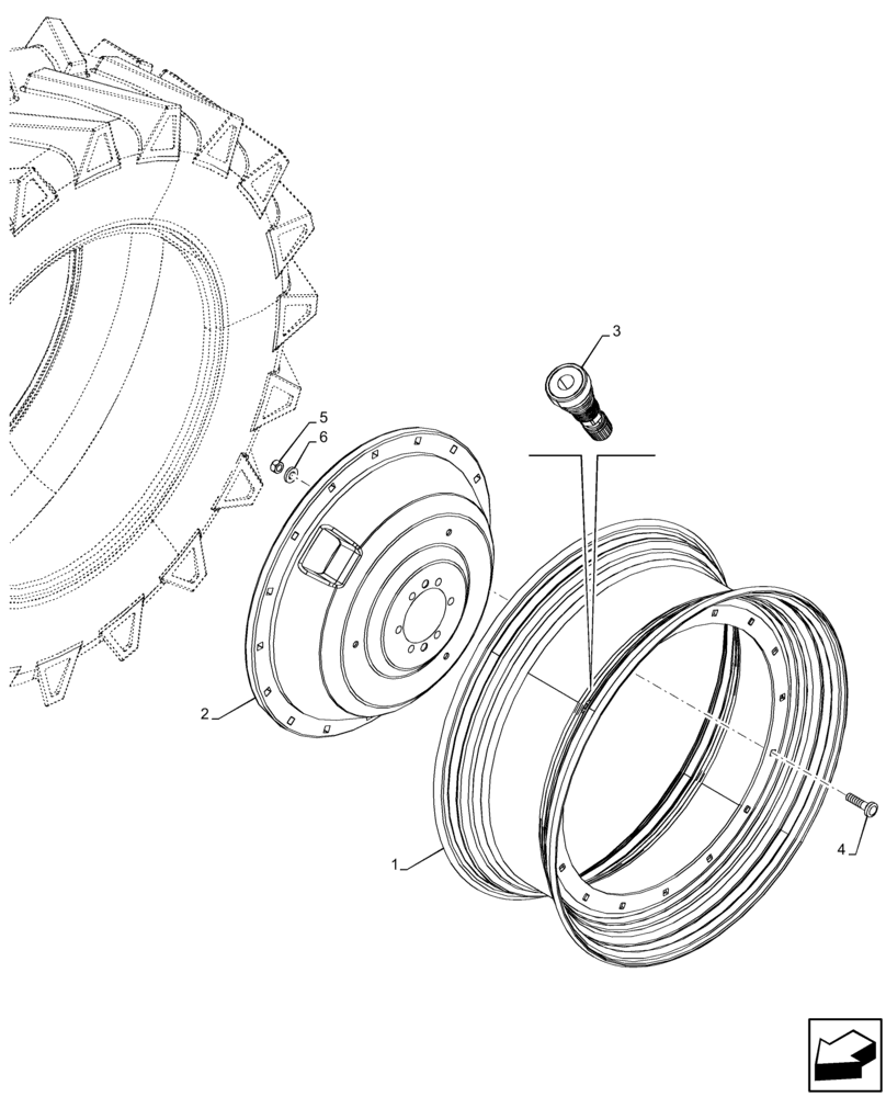 Схема запчастей Case IH MAXXUM 150 - (44.520.AB[03]) - VAR - 8334406 - REAR, WHEEL, 4WD (TW15LX38) (44) - WHEELS