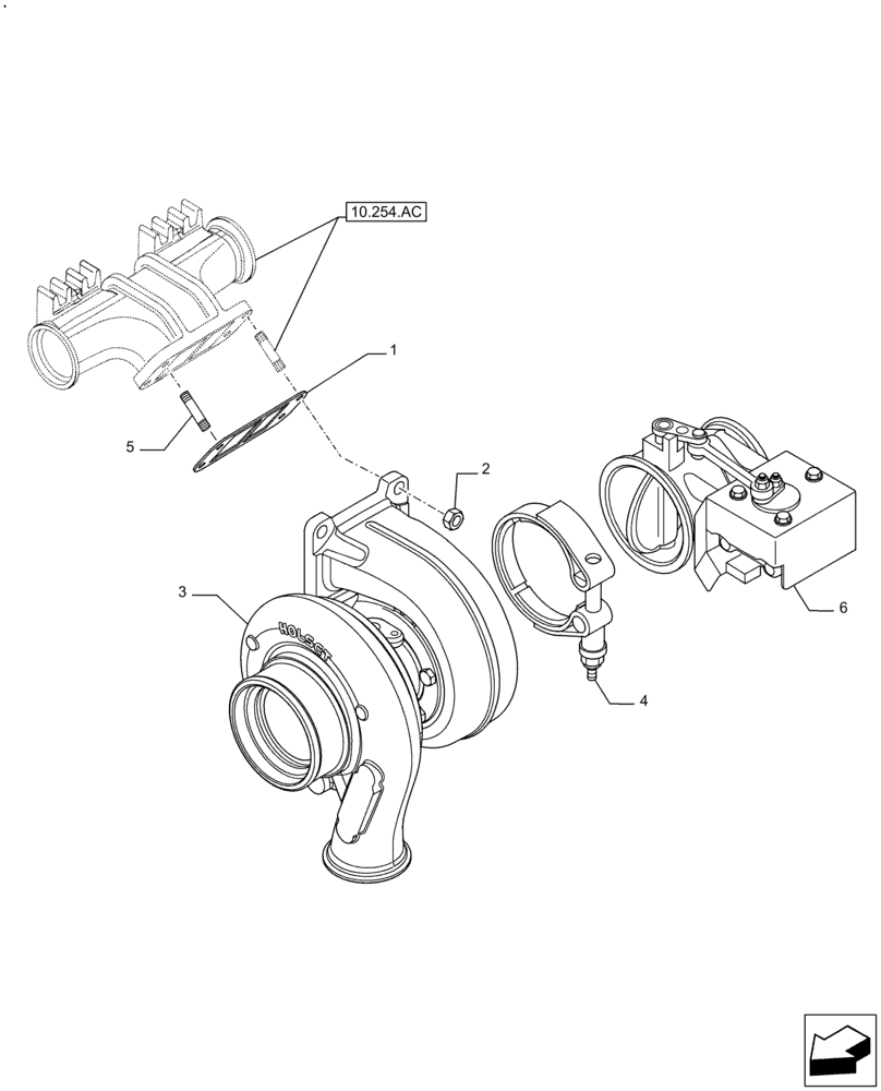 Схема запчастей Case IH F2CFE613A B006 - (10.250.AC) - TURBOCHARGER (10) - ENGINE