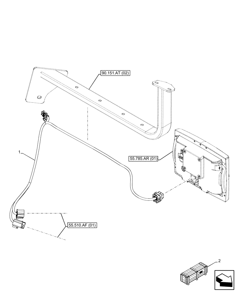 Схема запчастей Case IH MAXXUM 115 - (55.785.AS[03]) - VAR - 758154, 758621 - MONITOR (FRED), WIRE HARNESS (55) - ELECTRICAL SYSTEMS