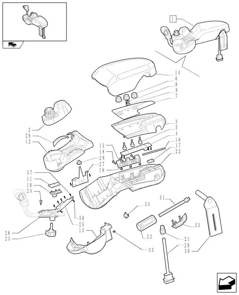 Схема запчастей Case IH PUMA 125 - (1.97.0/01B) - ARMREST - C5817 (VAR.331022) (10) - OPERATORS PLATFORM/CAB