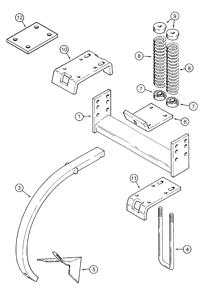 Схема запчастей Case IH 485 - (9-10) - CENTER SHANK ATTACHMENT, 8 INCH SWEEP, HEAVY DUTY (09) - CHASSIS/ATTACHMENTS