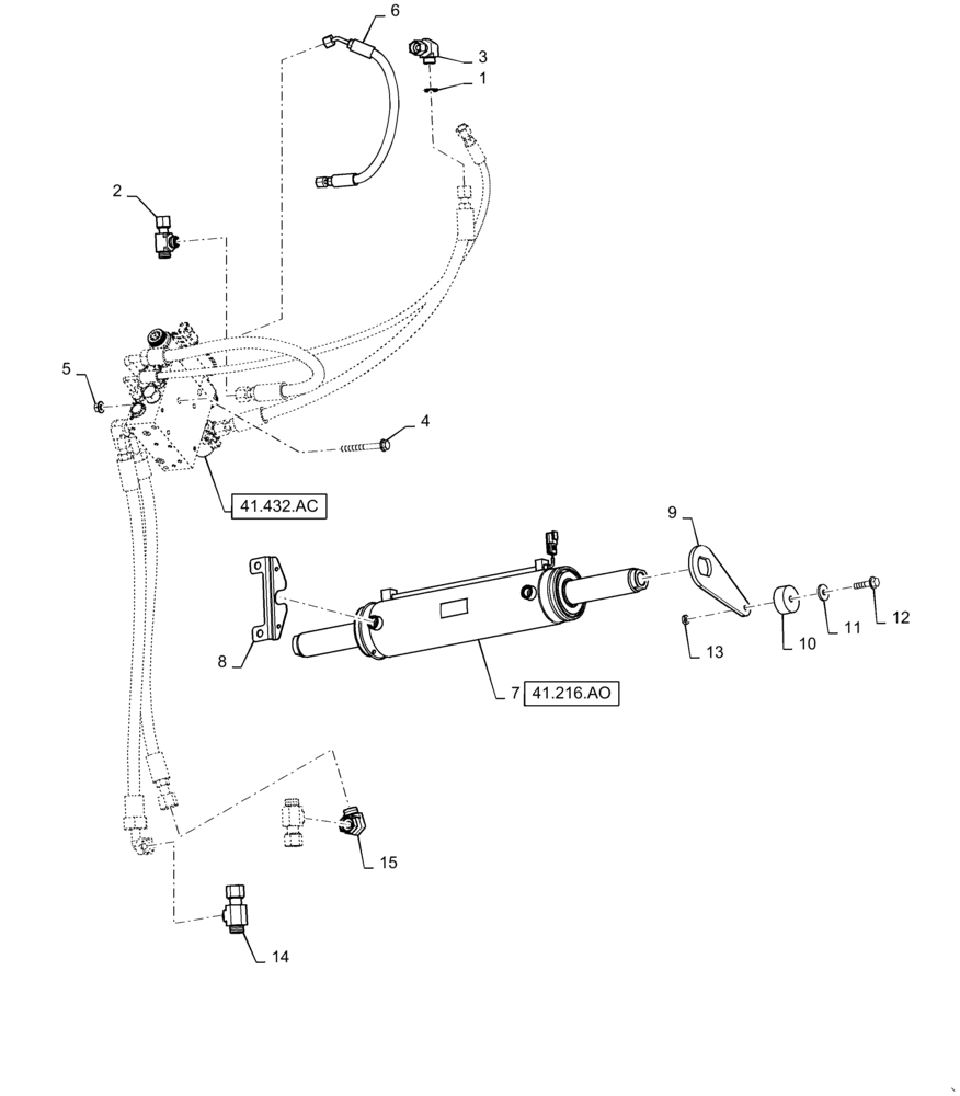 Схема запчастей Case IH 6140 - (41.432.AG) - VAR - 425136 - AUXILIARY STEERING HYDRAULIC SYSTEM (41) - STEERING