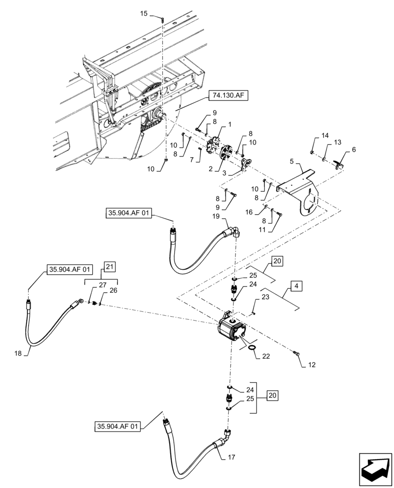 Схема запчастей Case IH 7230 - (35.904.AF[03]) - VAR - 722030 - DRIVE, FAN, HYDRAULIC MOTOR (35) - HYDRAULIC SYSTEMS