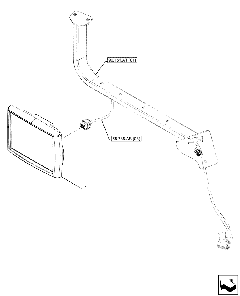 Схема запчастей Case IH MAXXUM 145 - (55.785.AR[01]) - VAR - 758621 - MONITOR (FRED), W/ AUTOGUIDANCE (55) - ELECTRICAL SYSTEMS