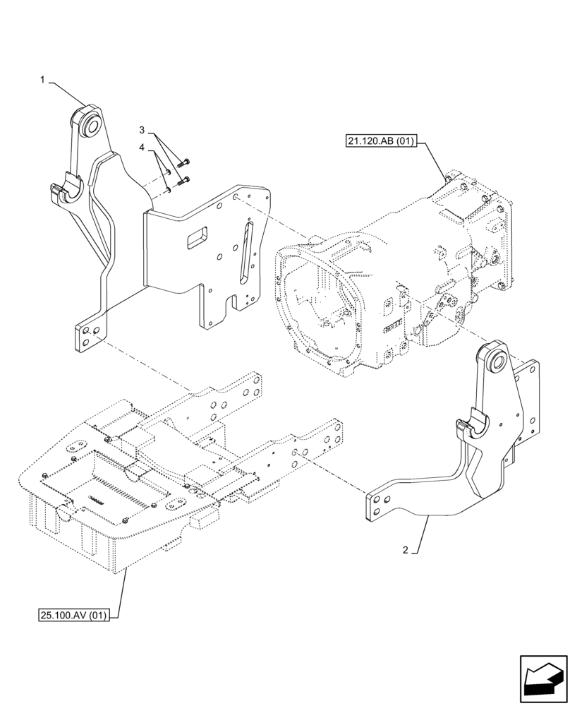 Схема запчастей Case IH FARMALL 110C - (82.100.AK[02]) - VAR - 336914, 336732, 336734, 336736 - SIDE MEMBER, W/ FRONT LOADER (82) - FRONT LOADER & BUCKET